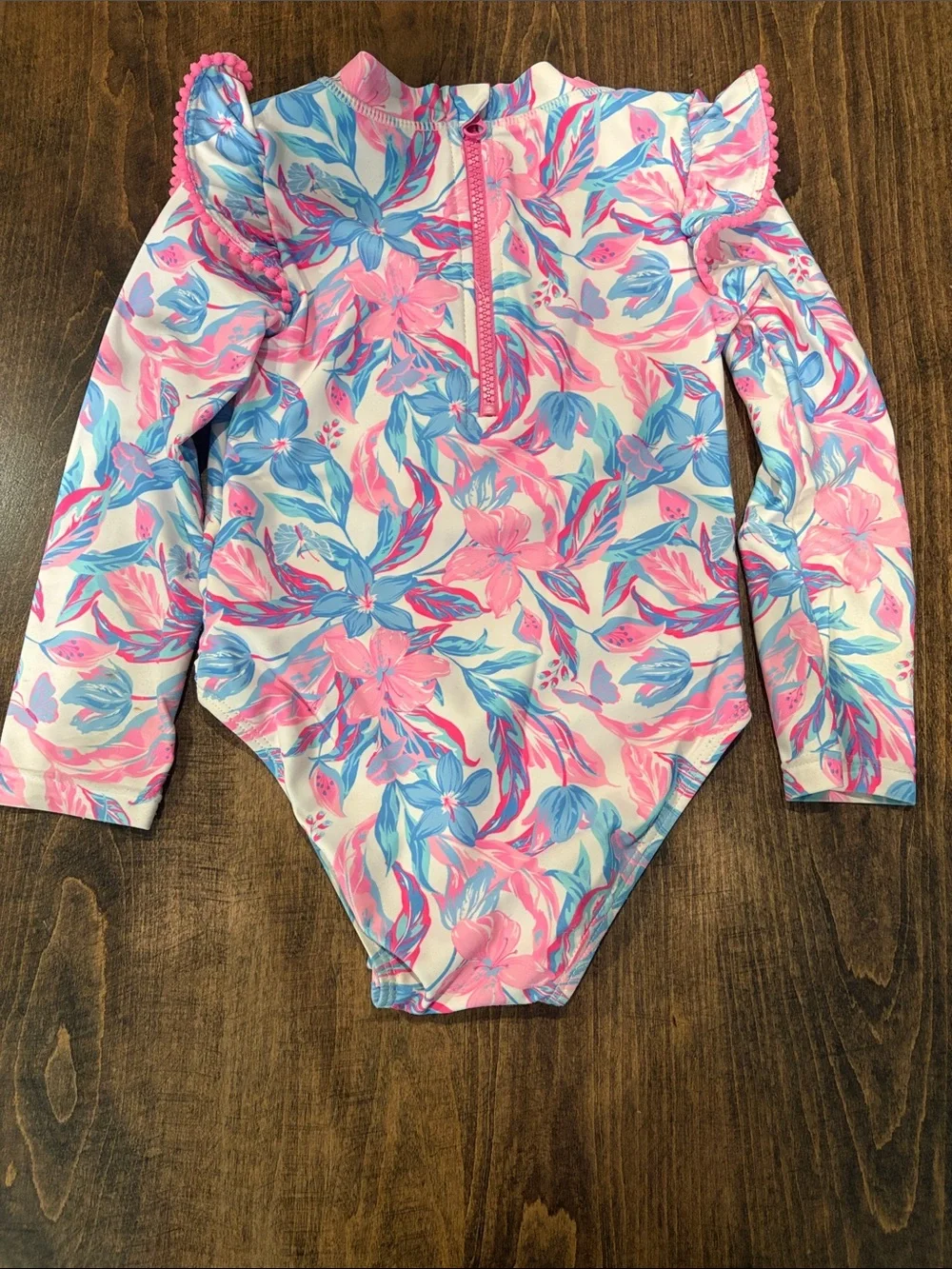 Girls Floral One-Piece Swimsuits - Pink, Blue